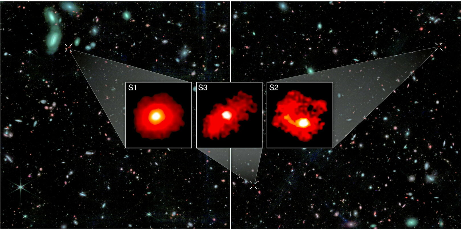 Astronomit pystyivät havaitsemaan kaksi galaksia varhaisessa maailmankaikkeudessa, ennen kuin ne sulautuivat yhdeksi
